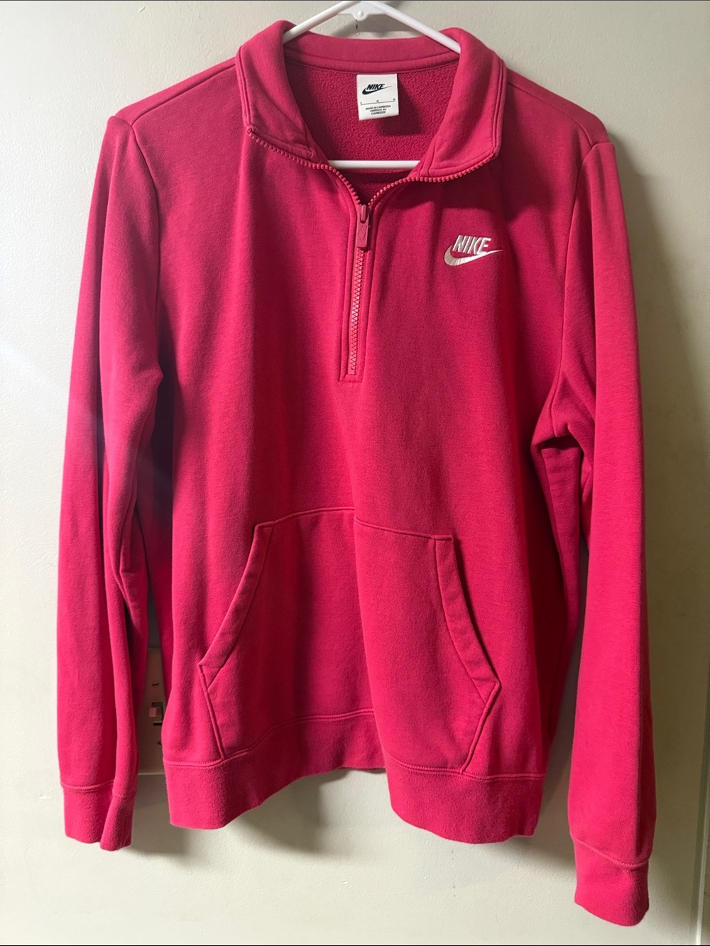 Nike Women's Hot Pink Quarter-Zip Turtleneck Fleece Pullover